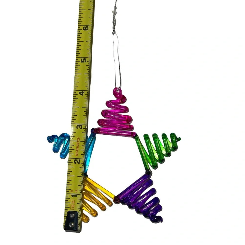 Pier 1 Star Ornament Glass Multi Colored